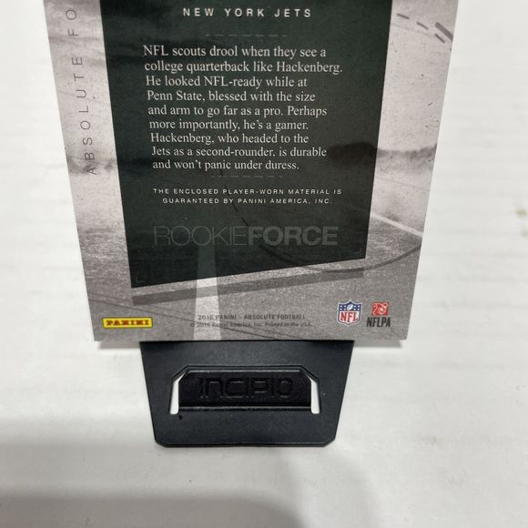 Christian Hackenberg Rookie Patch Card, #7 2016 Panini Absolute Patch NY Jets - Picture 6 of 6